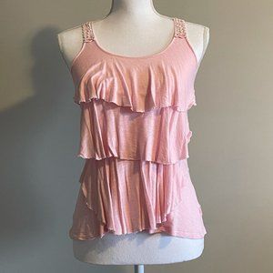 Candie's Pink Layered Ruffled Tank-Top XS